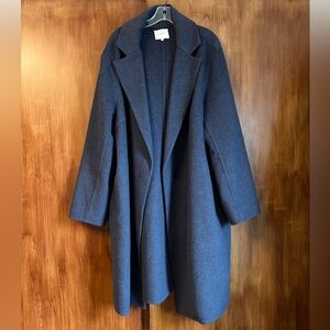 Vince Classic Straight Wool Blend Grayish Blue Coat | Women’s Plus XXL